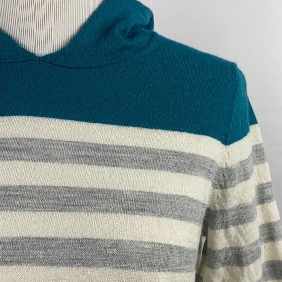Calvin Klein Women's Merino Wool Blend Hooded Striped Sweater Size Large - Picture 4 of 10